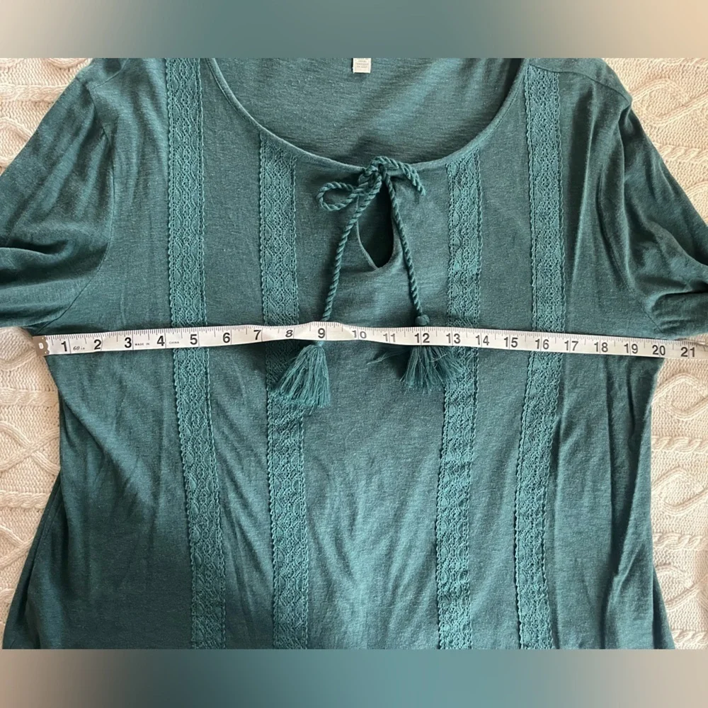 Lucky Brand Teal Long Sleeve Boho Blouse Women’s Size Small - Picture 12 of 12